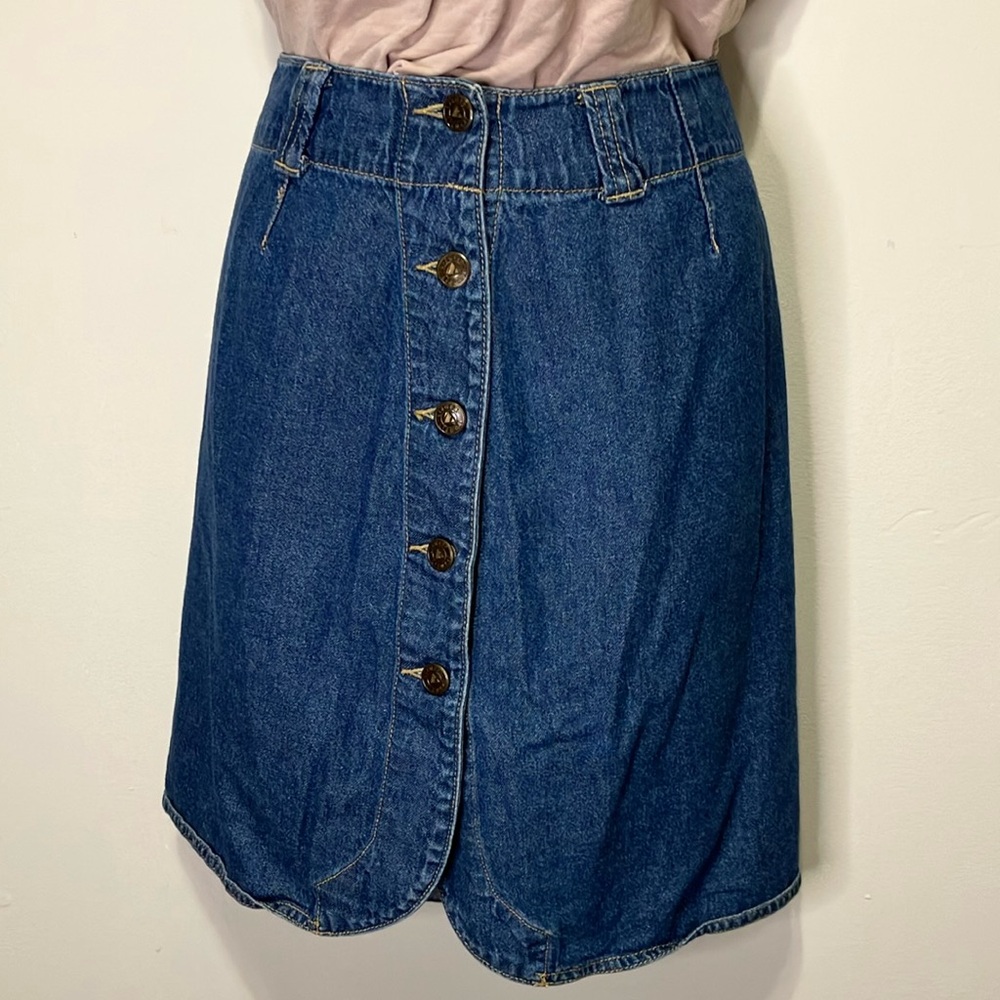 LizWear Button Up the Front Denim Skirt Sz 10